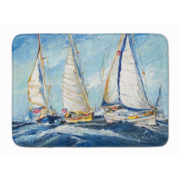 Carolines Treasures JMK1027RUG Roll me over Sailboats Machine Washable Memory Foam Mat 19 X 27" multicolor