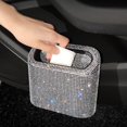 thumbnail image 4 of Sparkly Car Trash Car,Hanging Garbage Can with Lid Bling Rhinestone Trash Bin,Litter Container for Vehicle,Office,Home (green), 4 of 4