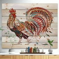thumbnail image 2 of Designart 'Patterned rooster Symbol of chinese new year' Farmhouse Animals of Painting Print on Natural Pine Wood, 2 of 5