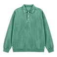 thumbnail image 4 of Zivyakyron Fall Polos for Men Collared Casual Big and Tall Long Sleeve Solid Vintage Shirts Washed Button Green 5XL, 4 of 6