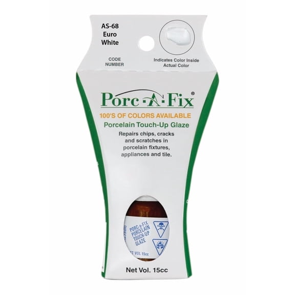 Porc-A-Fix Porcelain Touch-Up Repair Glaze Paint Kit, Euro-White, AS-68 (Matches American Standard)
