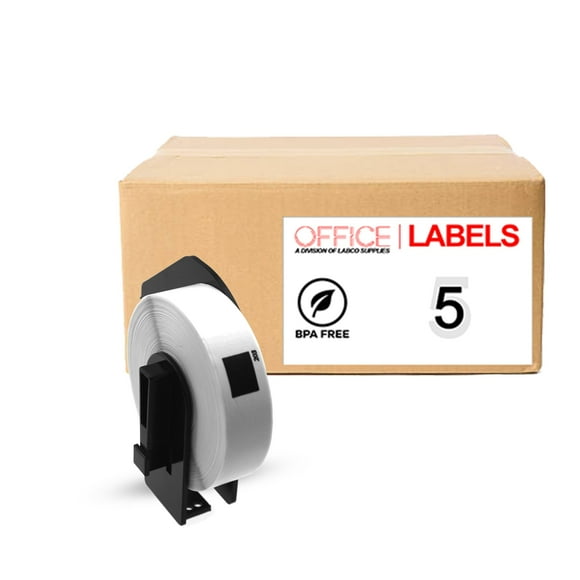 Office Labels DK1203 Compatible Labels, 2/3' x 3-7/16', Bright White, 5 Pack