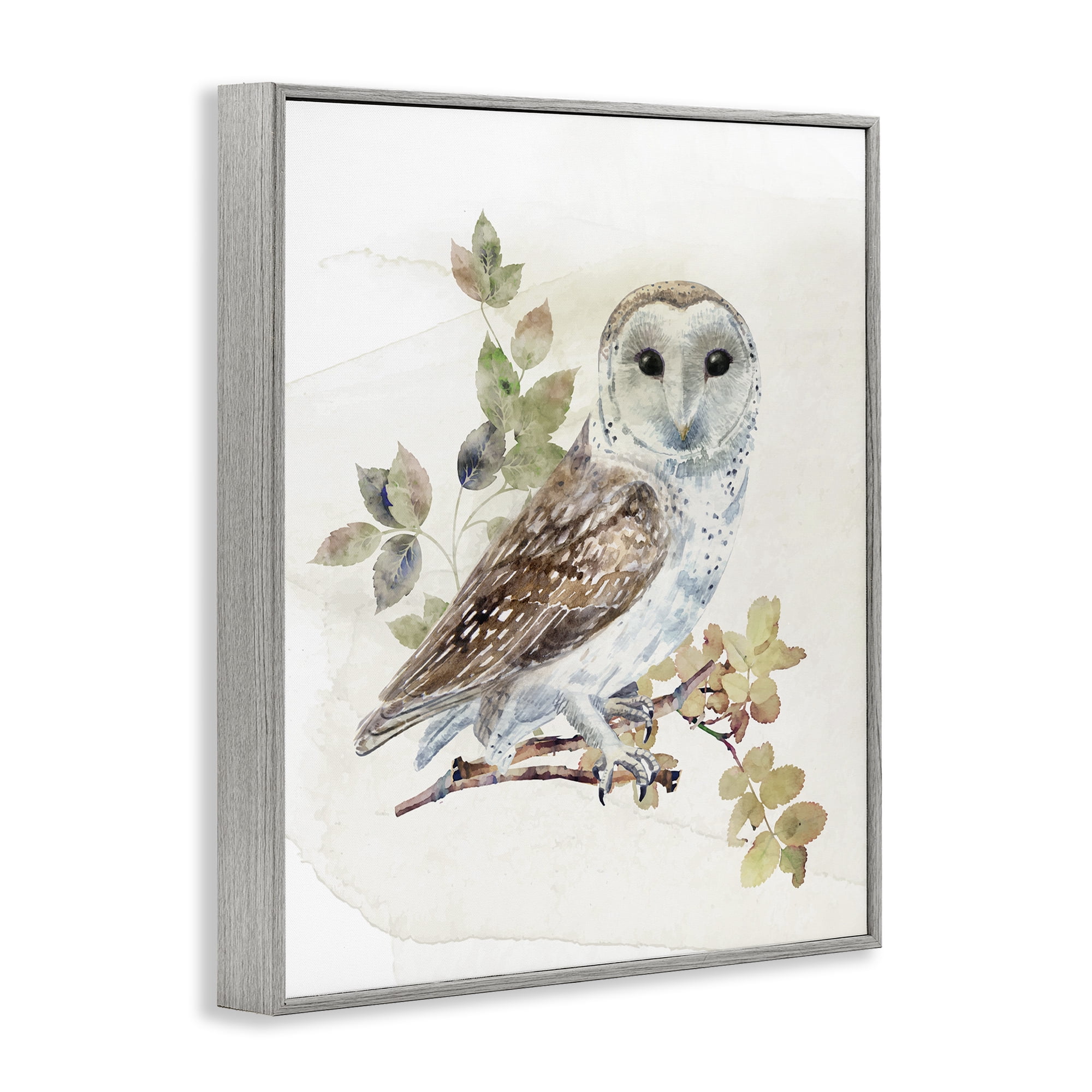 Stupell Industries Owl Among Autumn Leaves Gray Framed Giclee Art, design by CAD Designs