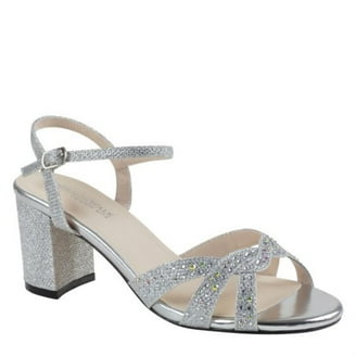 Women's Touch Ups Marley Heeled Sandal Silver Shimmer Fabric 6.5 M