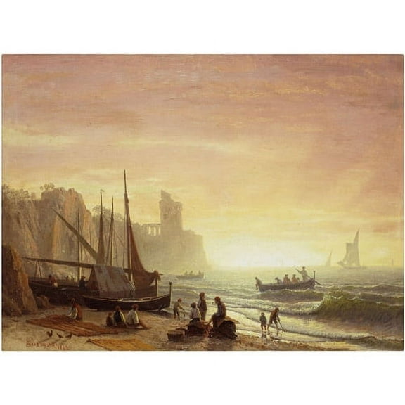Trademark Fine Art "The Fishing Fleet" 1862 Canvas Art by Albert Bierstadt