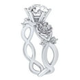 thumbnail image 2 of AFFY 1.08 Carat(Cttw) Round Moissanite & Natural Diamond Two Flowers Engagement Ring 14K Solid White Gold Ring Size-7.5, 2 of 2