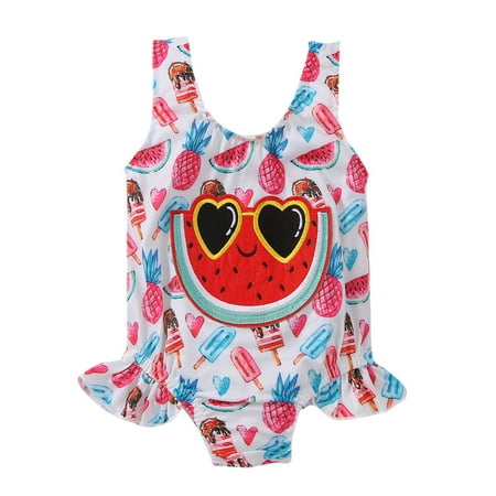 

Toddler Baby Kids Girls One-piece Summer Print Ruched Swimwear Swimsuit Fashion Clothes