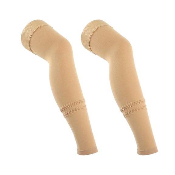 1 par de mangas de compresión hasta el muslo Unique Bargains color beige L