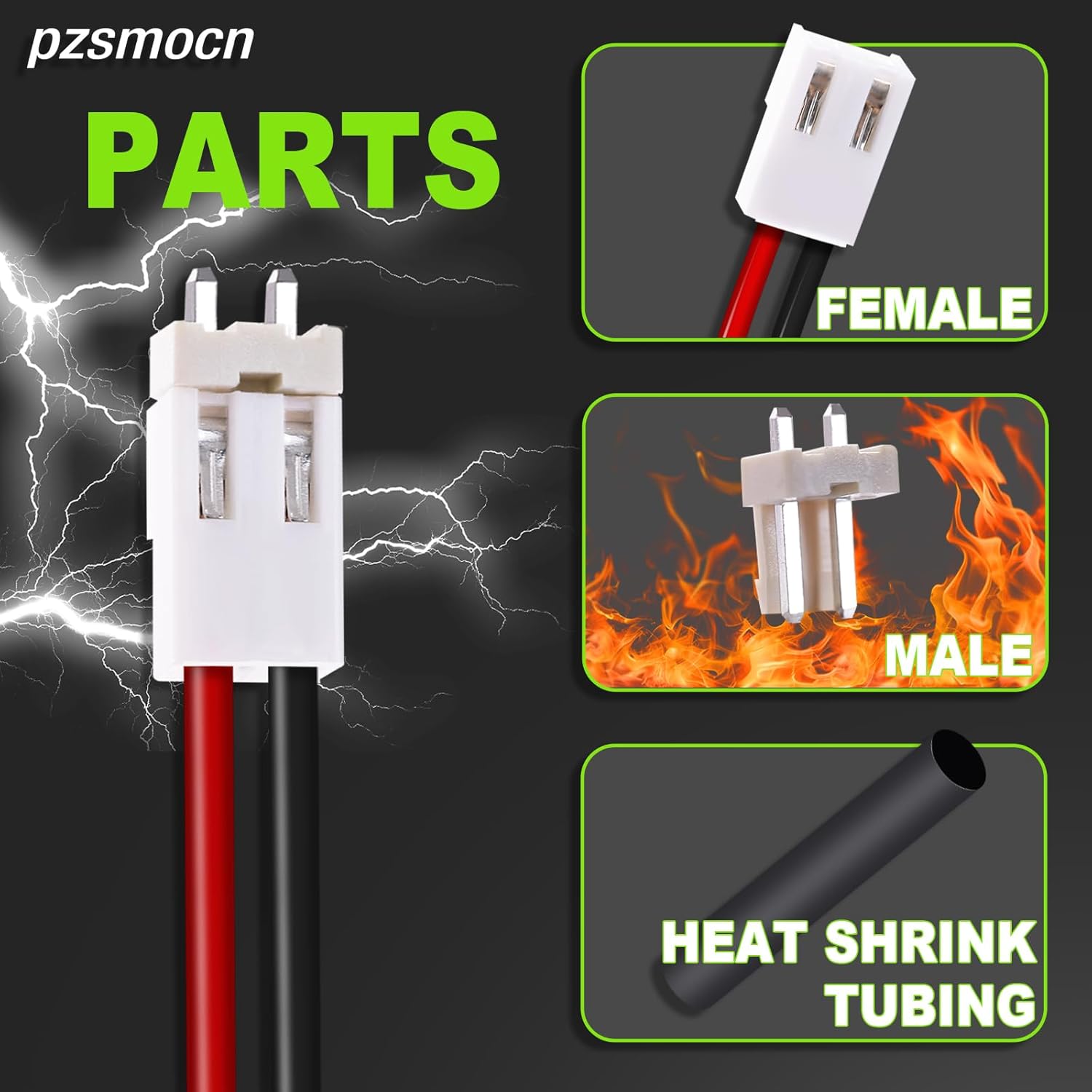 20 sets/80 pieces 3.96 pitch 2-pin 22 silicone cable plug socket extension line terminal adapter kit, with pre-pressed wire 20 female connector and male shell