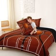 thumbnail image 4 of Castle Fairy Basketball Print Queen Comforter Set 3 Pieces, Leather Ball Pattern Comforter Sets Queen, Brown White Black,Black Reversible,1 Comforter and 2 Pillowcases, 4 of 6