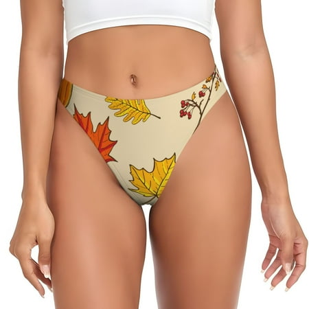 Qokaie Rustic Harvest Time Printed Women s Cotton Thong Underwear  Sexy Breathable Panties G-string-XX-Large