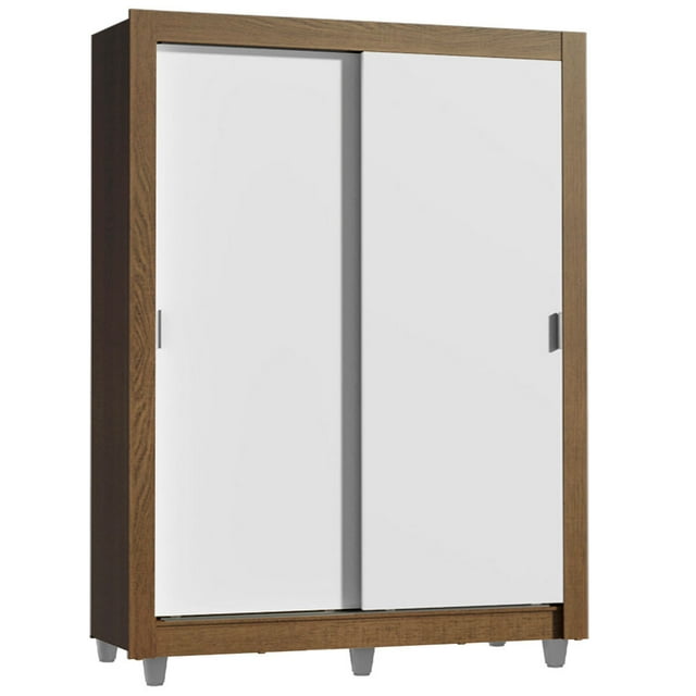 Ropero Closet Madesa Dallas 2 Puertas Corredizas 2 Cajones con Pies Marrón/Blanco