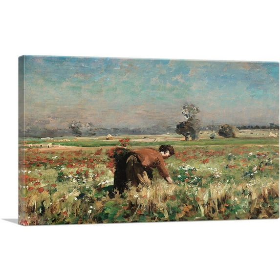 ARTCANVAS The Flower Meadow In Courrieres 1888 Canvas Art Print by Jules Breton - Size: 26" x 18" (1.50" Deep)