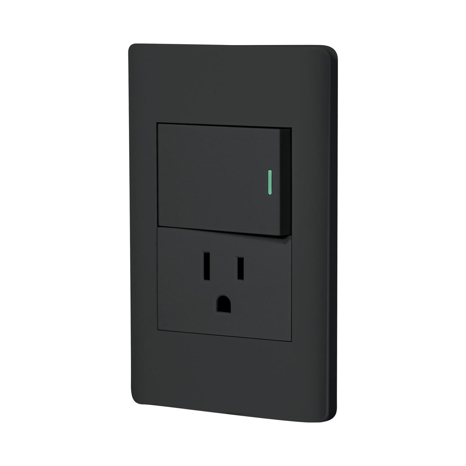 Placa armada negra interruptor y contacto 1.5 mód, Lisboa TRUPER