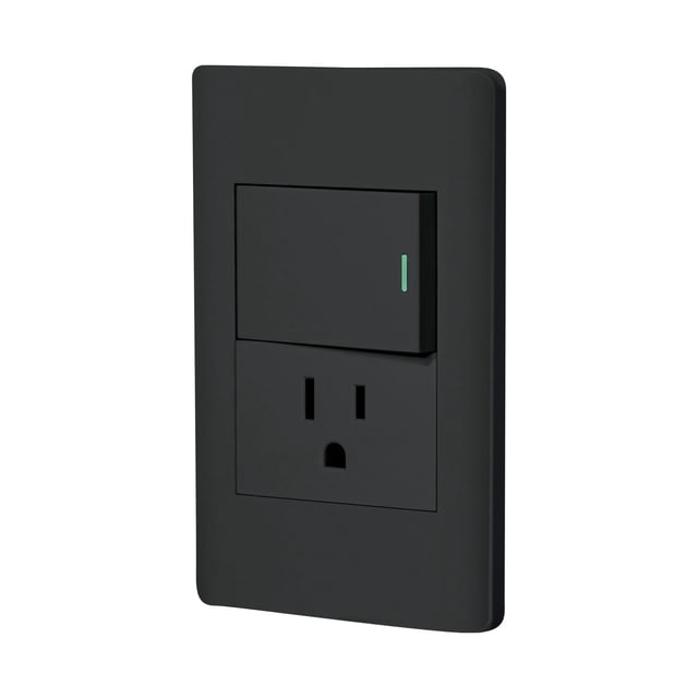 Placa armada negra interruptor y contacto 1.5 mód, Lisboa TRUPER PA-APCO15-LN