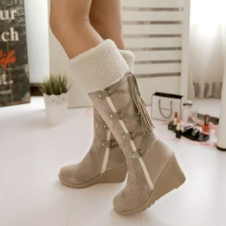 

Tangnade women shoes Boots For Women Shoes Snow Boots Long Booties Cotton Knee-Hign Boots Beige 40