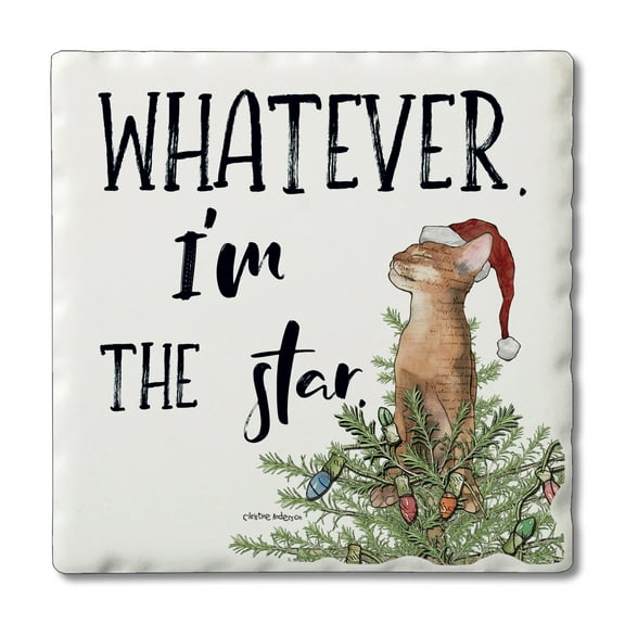 Thirstystone "Whatever I'm The Star" Single Stone Tumbled Tile Coaster