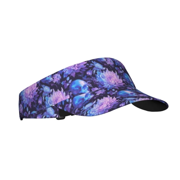 Balery White Skull Flower Sport Wear Athletic Visor Sun Sports Visor Hat Visor Adjustable Cap for Women and Men (One Size)