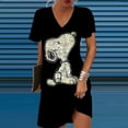 thumbnail image 2 of 2024 Europa y Estados Unidos primavera y verano nuevas mujeres estampado empalme cuello en V Snoopy estampado vestido suelto mujeres, 2 of 4