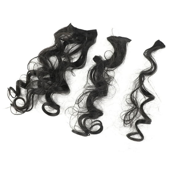 Wave Hairpiece, Lightweight Stylish Clip in Wave Hairpiece Seamless 7pcs Invisible Synthetic Black for Daily for Women