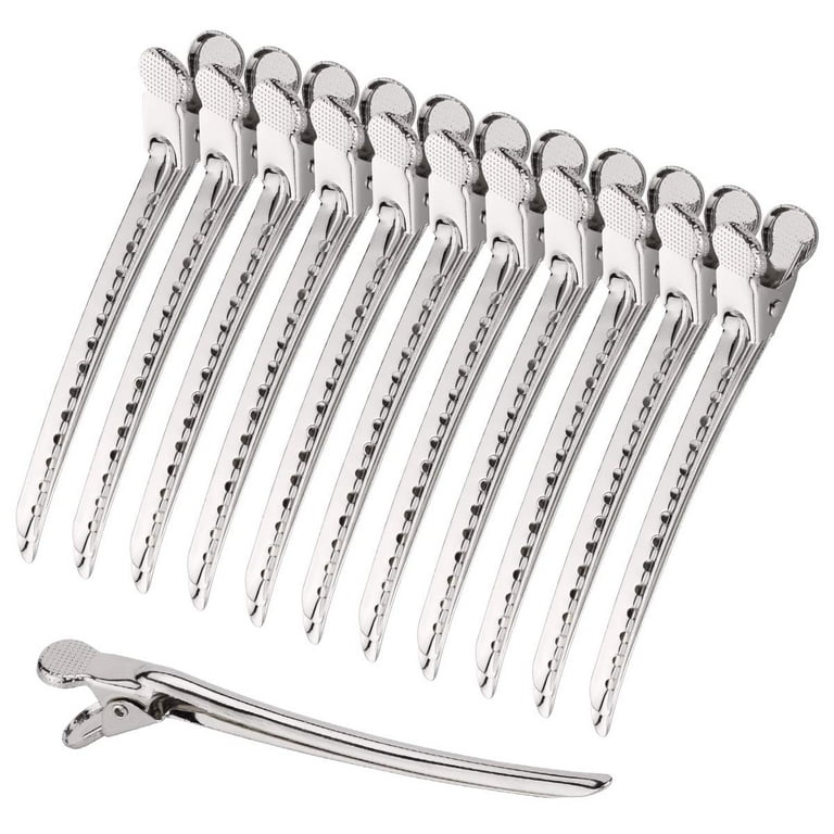 Neworkg 50pcs 3.5 Inches Duck Bill Hair Clips, Superior Silver Alligator  Curl Clips with Holes, Hairdressing Salon Hair Grip, DIY Accessories  Hairpins