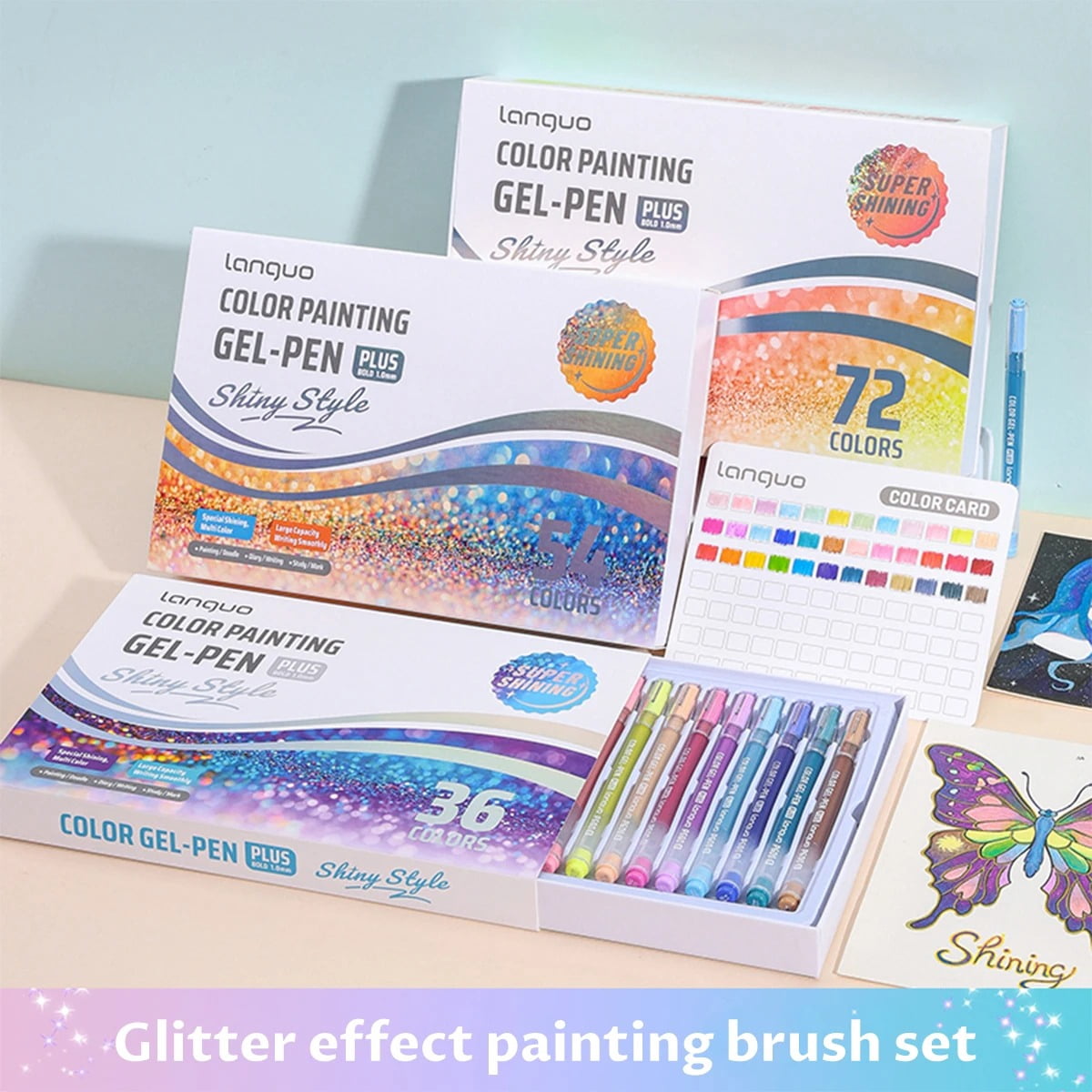 Glitter Gel Pens for Adult Coloring, 24/36/54/72 Colors Special Shining Multi Glitter Gel Pens Colored Set for Drawing, Doodling, Journaling & Creative Art Supplies