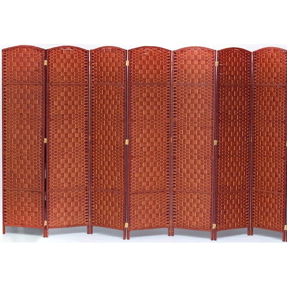 Legacy Decor 7 Panel Diamond Weave Fiber Room Divider Honey Color 71" High X 123" Wide
