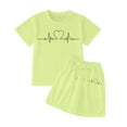thumbnail image 4 of CAIXIA Summer Outfits For Girls Girls Fashion Letter Print Casual Loose Fit Short Sleeve Top and Shorts Summer Outfit Set for Kids,9-10 Years, 4 of 4