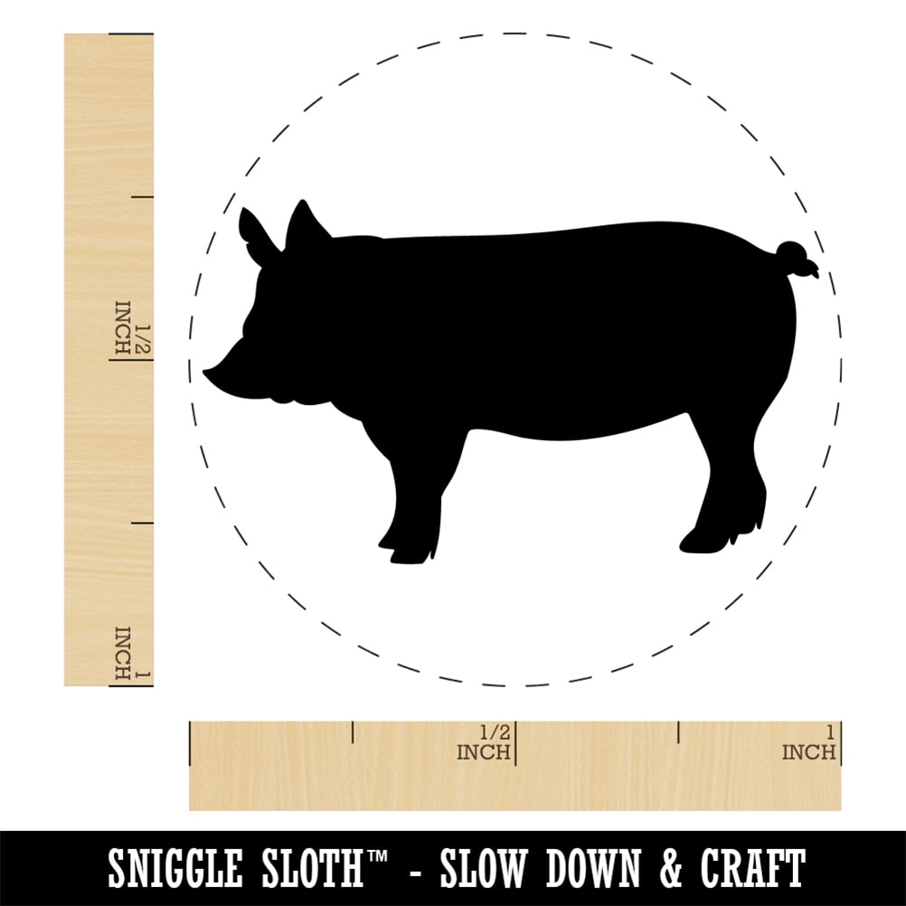 Solid Pig Farm Animal Self-Inking Rubber Stamp Ink Stamper - Orange Ink - Medium 1 Inch