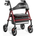 thumbnail image 1 of Andador con ruedas Soundfuse con asiento para personas mayores, plegable, con ruedas grandes de 8", todoterreno, asas y asiento ergonómico de altura ajustable, 169 kg (350 lb), compatible con FSA y HS, 1 of 5