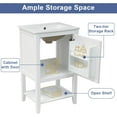thumbnail image 6 of 20" Small Bathroom Vanity with Sink, Modern Bathroom Cabinet with Storage Door & Open Shelf, Free Standing Bathroom Vanities with Ceramic Sink, White, 6 of 17