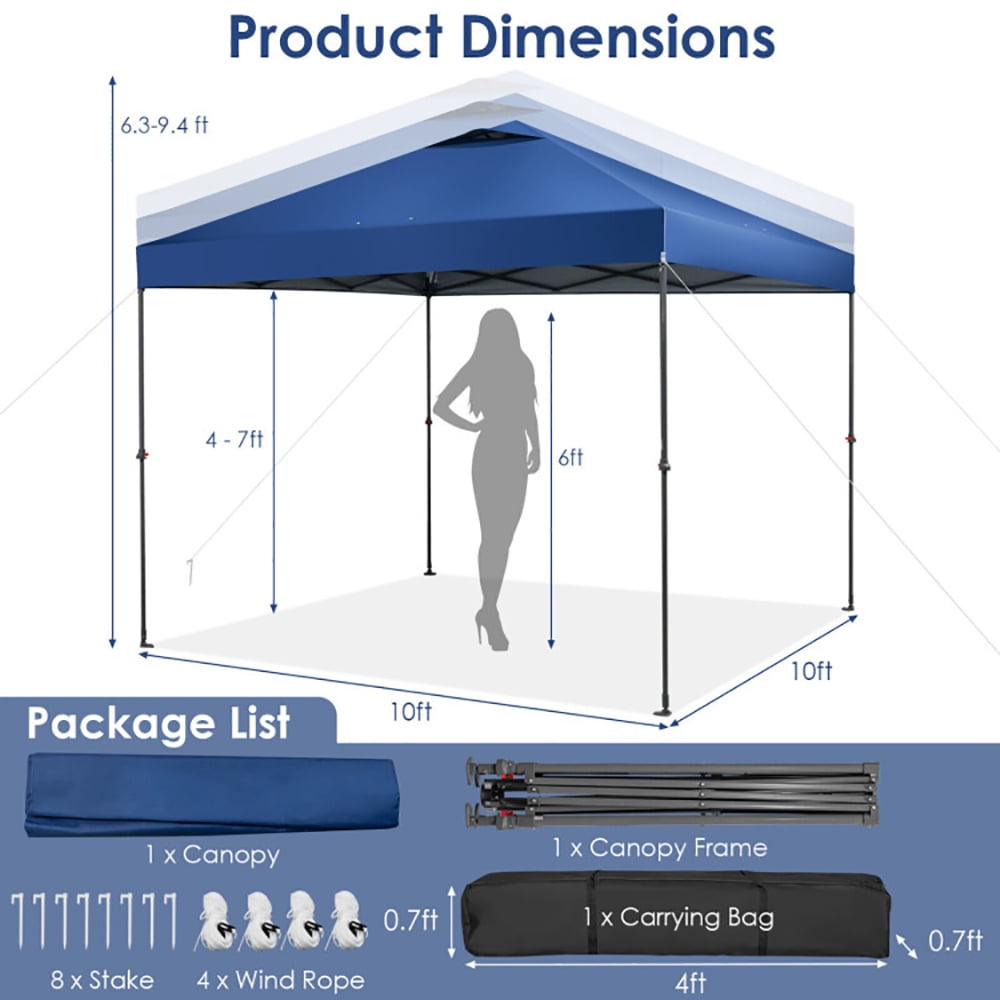 Aimee Lii 10 x 10 Feet Foldable Outdoor Instant Pop-up Canopy with Carry Bag, Backyard Canopy Gazebo for Party Camping BBQ Events, Blue Aimee Lii 10 x 10 Feet Foldable Outdoor Instant Pop-up Canopy with Carry Bag, Backyard Canopy Gazebo for Party Camping BBQ Events, Blue