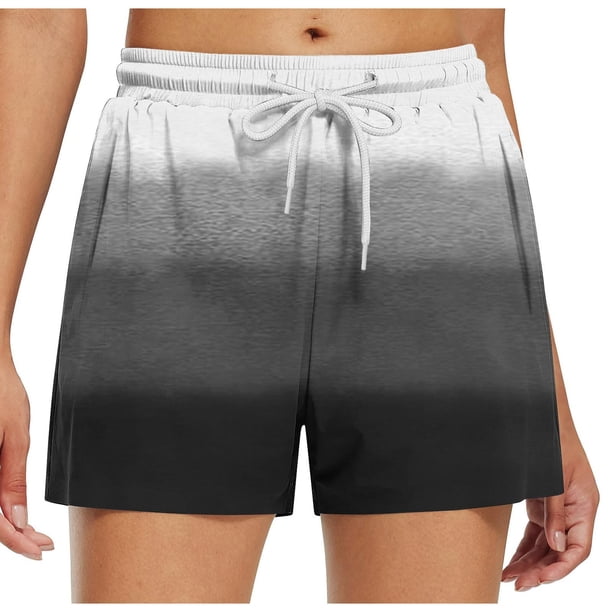Pantalones Cortos Largos para las Mujeres, Pantalones Cortos Casuales Impresos de Cintura Alta No Estirable Hechos de Poliéster Transparente Airy para Todo el Uso de Temporada, Pantalones Cortos Casua