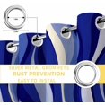 thumbnail image 6 of Blue Moire Blackout Curtains for Bedroom/Living Room, Thermal Insulated Kitchen Curtains, Classic Modern Abstract Art Elegant Grommet Darkening Window Treatment Drapes 27.5"x39"x2, 6 of 8
