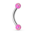 thumbnail image 2 of Eyebrow Ring 16G Curved Barbell Internally Threaded Synthetic Opal Balls 8mm, 2 of 4