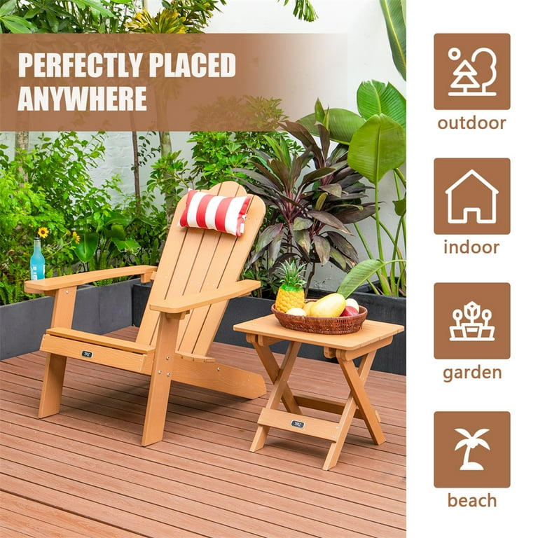 Oversized Outdoor Chair with Cup Holder Weather Resistant Outdoor Patio Chair for Garden Porch Deck Backyard Easy to Assemble and Maintain Folding