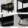 thumbnail image 4 of LLMRR 3 Tier Rolling Utility Cart with Drawer, Cart with Drawer & Handle, Bathroom Cart Organizer, Rolling Storage Cart with Drawer, Rolling Cart with Lockable Wheels for Kitchen, Office, Black, 4 of 9