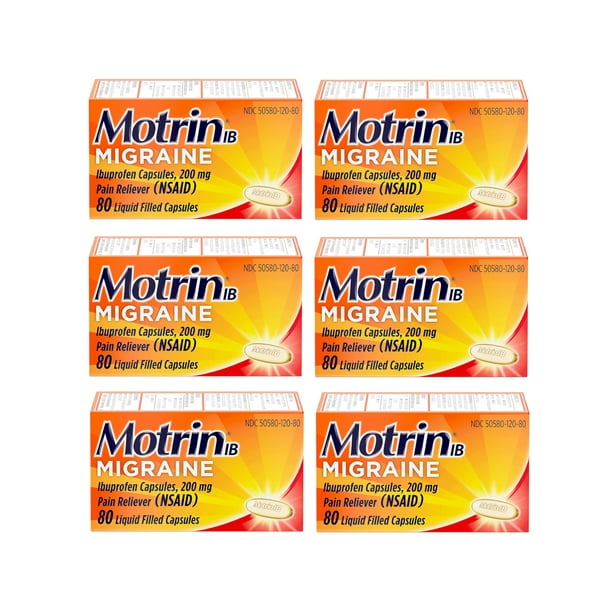Motrin IB Migraine Ibuprofen Liquid Gel Capsules, 200mg Pain Reliever