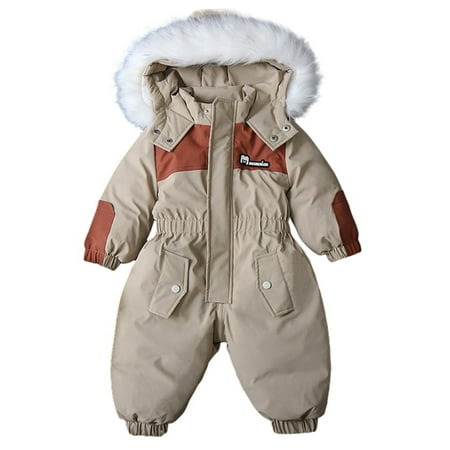 EnJoCho Toddler One Piece Snowsuits Ski Suits Winter Water-Proof Coats Thicken Snow Jackets Jumpsuits for Kids Boys Girls