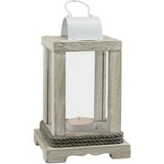 STONEBRIAR COLLECTION Stonebriar Decorative White Wood and Metal Lantern, Tealight Candle Holder