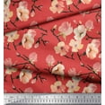 thumbnail image 2 of Soimoi Orange Cotton Duck Fabric Peach Flower Watercolor Print Sewing Fabric Yard 44 Inch Wide, 2 of 3