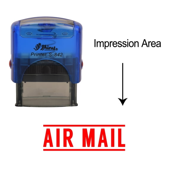 eloria Air Mail Self Inking Rubber Stamp Business Custom Stamp Office Stationary, Color: Red Ink