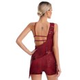 thumbnail image 3 of DPOIS Women Shiny Sequins Fringed Jumpsuit Burgundy XL, 3 of 7