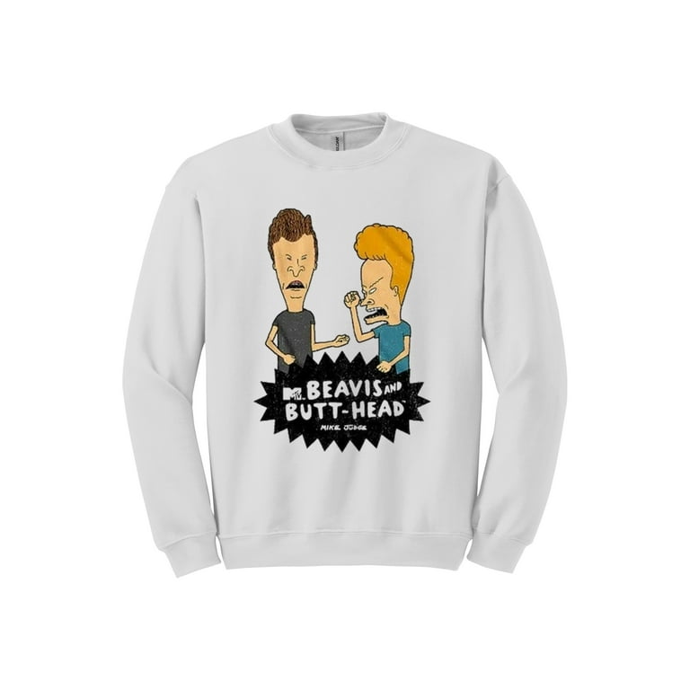 Mtv Beavis And Butthead Men Sweatshirt Beavis Butthead Logo White Graphic Sweatshirt Unisex Sweatshirt Walmart