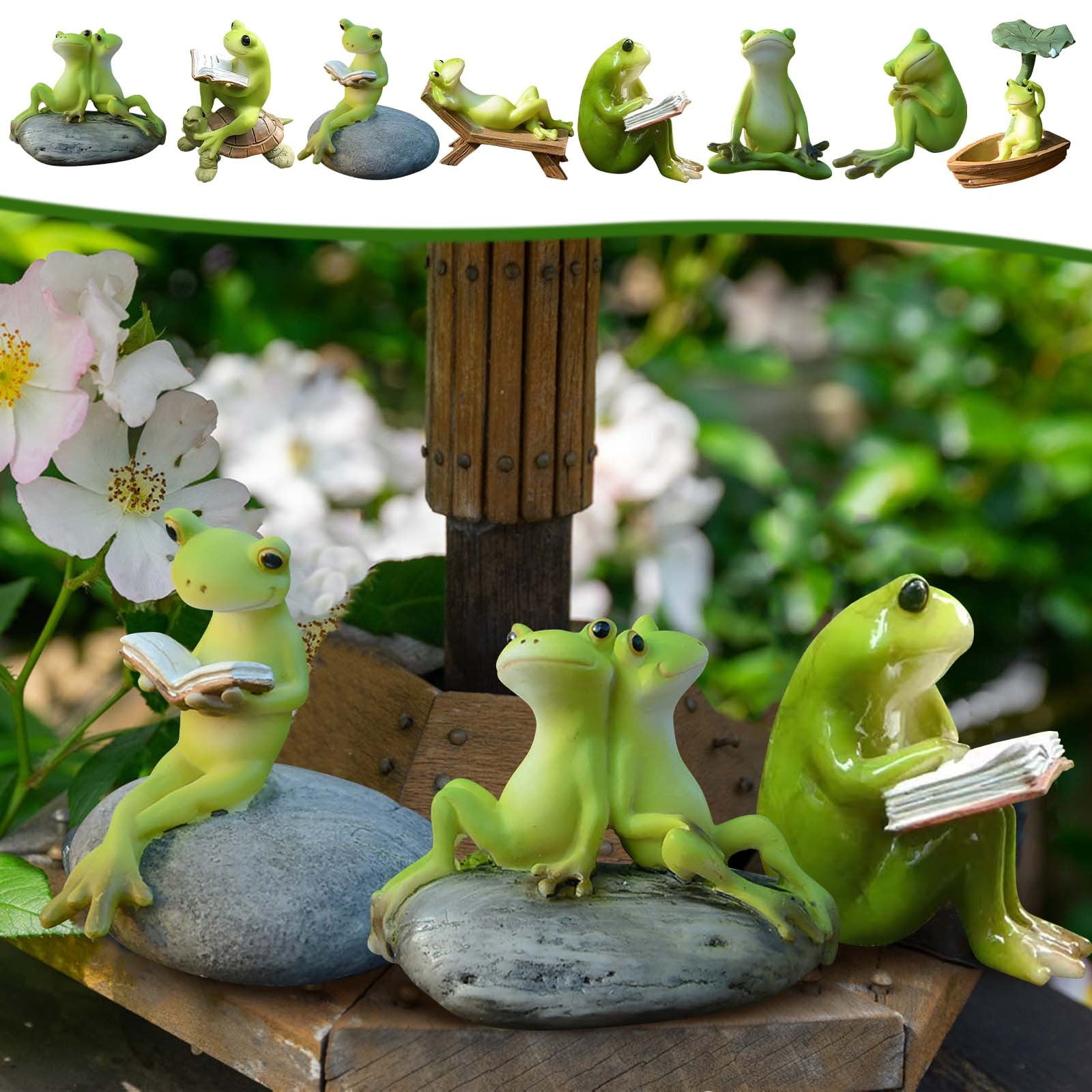Figurines Miniatures Amusantes De Grenouille De Décoration Pour Pots De Fleurs, Décoration Pour Maison, Jardin, Clôture, Balcon, Terrasse, Pelouse, Cour (C