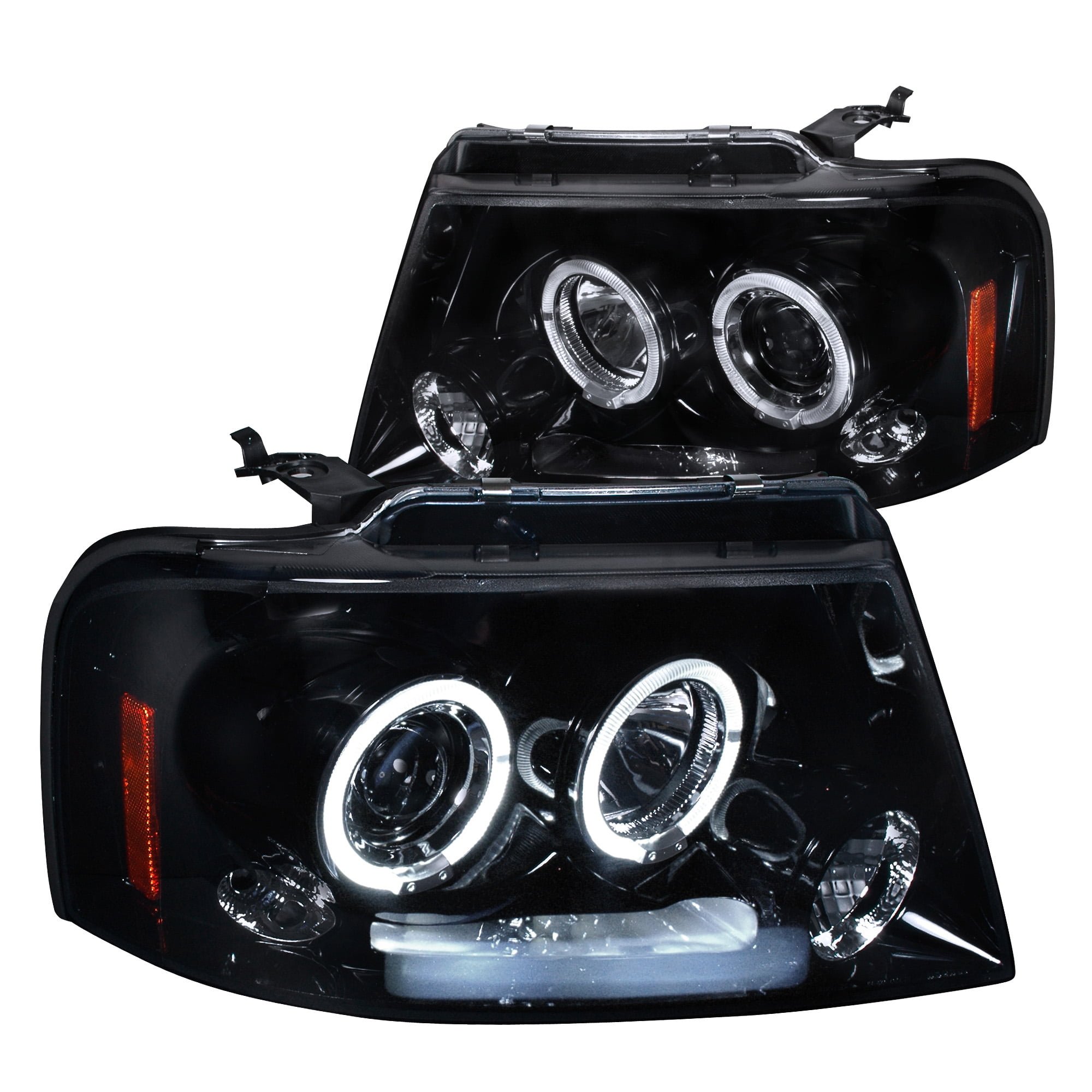 COOL FAN SMOKED FOR 2004-2008 FORD F150 LED DRL PROJECTOR HEADLIGHT LAMP W//LED