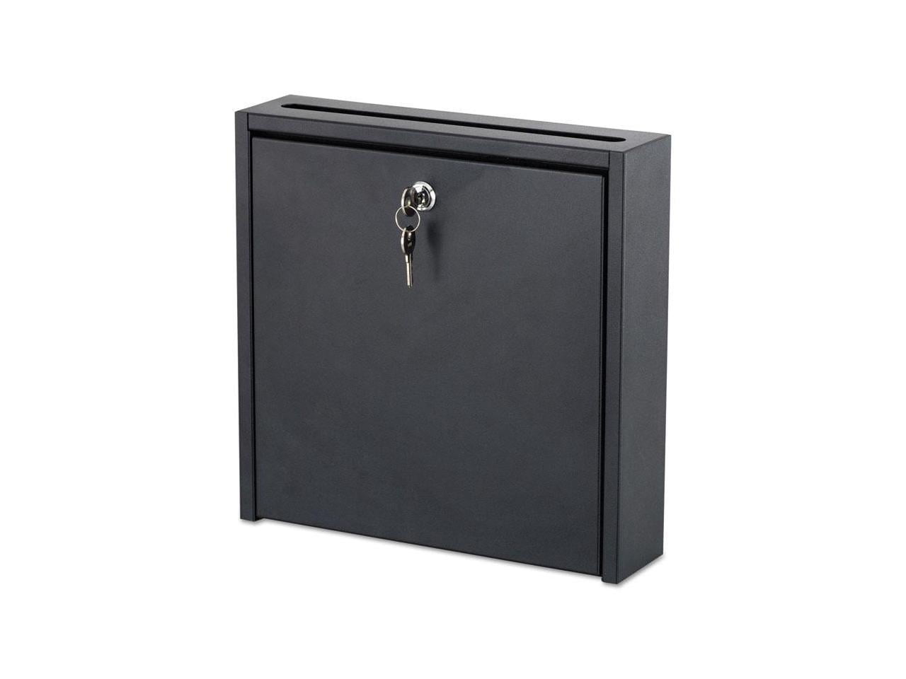 Safco Small Wall-Mounted Mailbox with Lock in Black