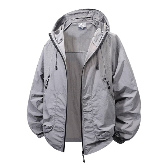 Fgnfyis Jacket for Men Summer Sun Protective Clothing for Men and Women Thin Hooded Jacket Upf Shirt Mens Jackets Grey XL