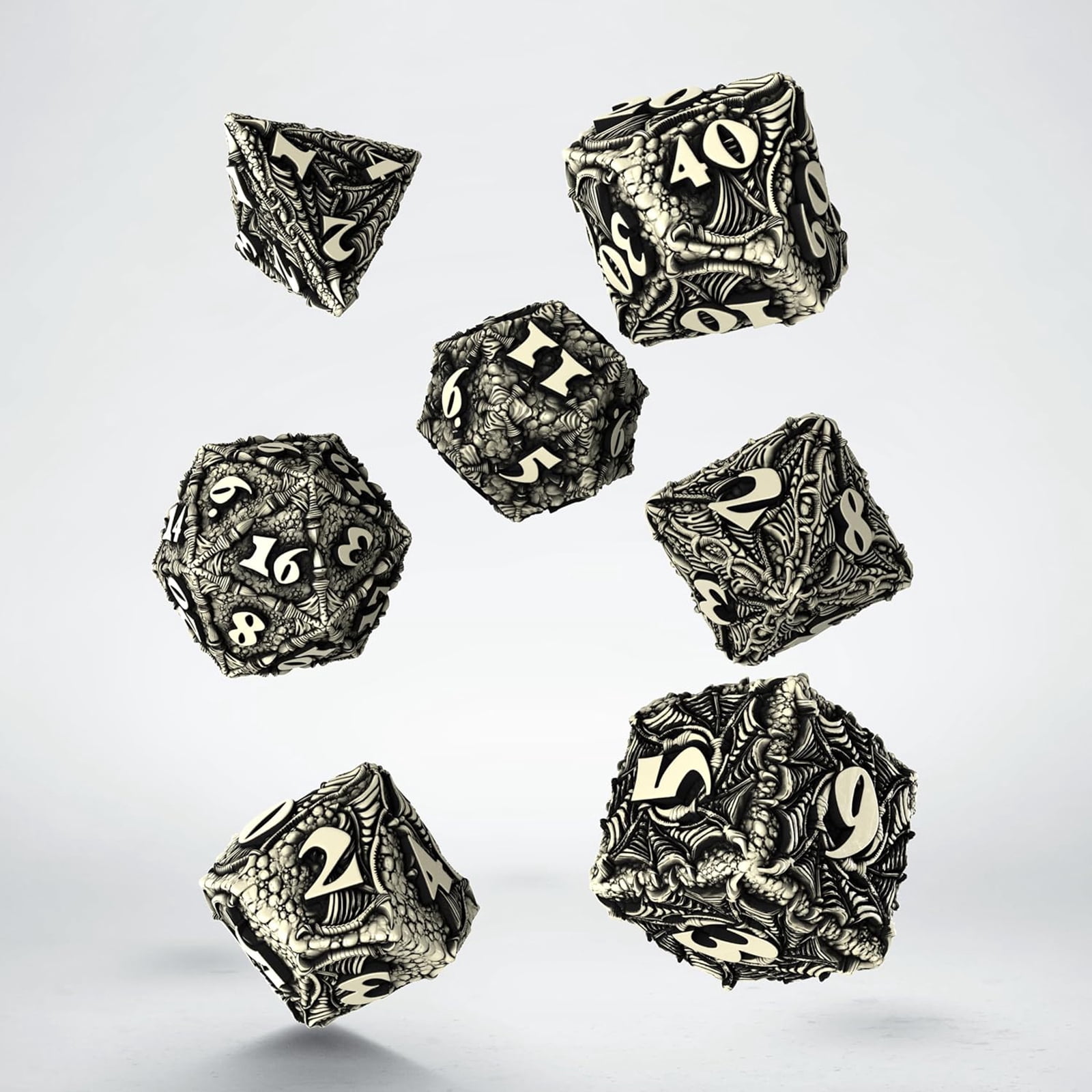 Q-Workshop Dracopolis Scandinavian Blackfang 7 Piece Dice Set