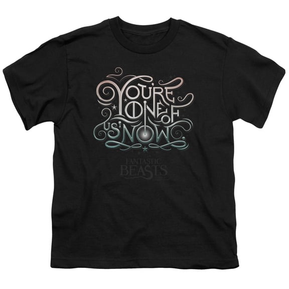 Trevco Sportswear WB235-YT-3 Fantastic Beasts One of Us Youth Short Sleeve T-Shirt, Black - Large